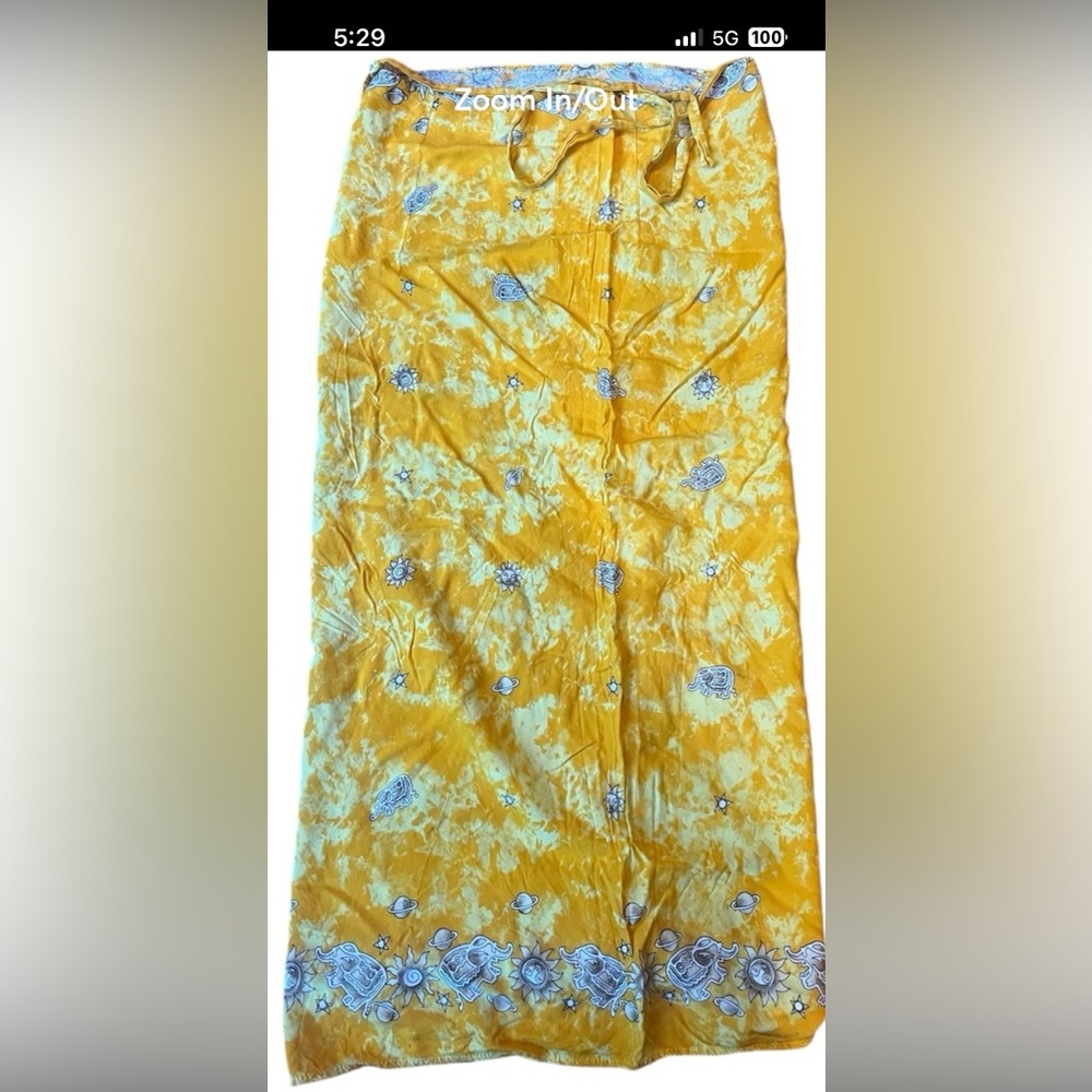 Yellow wrap around skirt with White Celestial Patterns